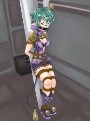 arms_behind_back arms_tied arms_tied_behind_back big_breasts bondage bound bound_ankles bound_arms bound_legs bound_wrists breasts clothed crotch_rope eyewear female female_only femsub gag gagged gagmanzx glasses green_eyes green_hair light_bulb looking_at_viewer pandoria_(xenoblade) rimless_eyewear rope rope_bondage round_glasses scared solo solo_female submissive submissive_female tape_gag taped_hands taped_mouth tied_to_pole xenoblade_(series) xenoblade_chronicles_2