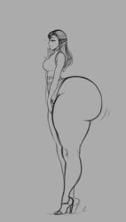 1girls ass big_ass bottom_heavy bottomless elf elf_ears enna_(franktonius) fat_ass female female_focus female_only franktonius giant_ass gigantic_ass heels high_heels huge_ass huge_thighs hyper hyper_ass long_ears long_hair long_legs massive_ass pointy_ears round_ass side_view smile solo thick_ass thick_thighs wide_hips