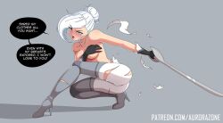 aurora-zone covering_breasts dubious_consent embarrassed embarrassed_nude_female enf high_heel_boots high_heels ripped_clothing rwby white_hair winter_schnee