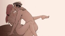 1boy 1boy1girl 1girls black_hair black_hair_male female implied_sex jojo's_bizarre_adventure jojolion josuke_higashikata_(jojolion) kissing male pink_hair pink_hair_female sailor_hat straight tagme yasuho_hirose