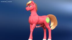 2022 3d 3d_(artwork) absurd_res animal_genitalia animal_penis balls big_macintosh_(mlp) clopician cutie_mark digital_media_(artwork) equid equine equine_penis eyebrows feral friendship_is_magic genitals green_eyes hi_res male male_only mammal my_little_pony penis solo