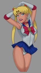 big_breasts bishoujo_senshi_sailor_moon cameltoe clothed clothing cosplay crossover dc dc_comics dcau female female_only justice_league_unlimited kara_in-ze linda_danvers lipstick makeup microskirt miniskirt revealing_clothes sailor_moon_(cosplay) skimpy_clothes skirt small_breasts solo something_unlimited sunsetriders7 superman_(series)