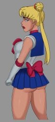 1girls ass bishoujo_senshi_sailor_moon clothed clothing cosplay crossover dc dc_comics dcau female female_only justice_league_unlimited kara_in-ze linda_danvers looking_back microskirt miniskirt rear_view revealing_clothes sailor_moon_(cosplay) skimpy_clothes skirt small_breasts solo something_unlimited sunsetriders7 superman_(series)