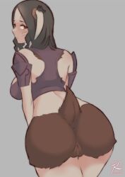 1girls alternate_ass_size anus ass big_ass big_breasts breasts brown_eyes brown_hair dark-skinned_female dark_skin female female_only fire_emblem fire_emblem_awakening large_ass long_hair looking_back medium_breasts nintendo panne_(fire_emblem) pussy rabbit_girl ryumi-gin solo solo_female