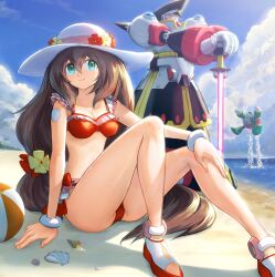 alternative_costume bikini brother_and_sister chill_penguin colonel_(mega_man) hoshi_mikan iris_(mega_man) mega_man mega_man_x mega_man_x_dive swimsuit swimsuit_iris_(x_dive)