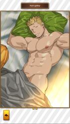 crotch_covered ero_condo exposed kienbiu male_only muscles muscular muscular_male nude punt_(kienbiu) sleeping teasing twitter_user_oc yaoi