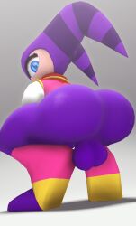 1boy 3d 3d_(artwork) anthro ass balls big_balls big_butt blue_eyes clothed clothing digital_media_(artwork) genitals glistening glistening_body hi_res humanoid looking_at_viewer looking_back male male_only mammal nightmaren nights nights_into_dreams partially_clothed purple_body royal_cicada royalcicada sega solo source_filmmaker squatting thick_thighs