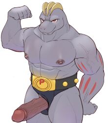 balls bara big_balls big_penis boner erection flexing flexing_bicep game_freak gay gekishiro1 looking_at_viewer machoke male male_only muscles muscular nintendo penis penis_out pokemon pokemon_(species) solo solo_male veiny_penis