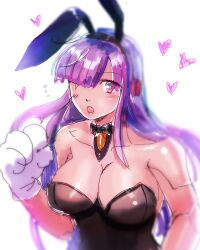 big_breasts bunnysuit female hair_over_one_eye kiwakiwa layer mega_man mega_man_x purple_hair tagme