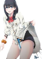 1girls akisada blush bulging_diaper dark_hair diaper female full_diaper fully_clothed messy_diaper scat soiling