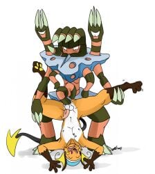 2boys anthro anthrofied barbaracle blush furry gay male male_only nelsonnoir open_mouth pokemon pokemon_(species) pokemon_rgby pokemon_xy raichu tentacle_penis yaoi