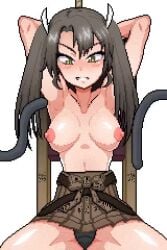 1girls animated areola armpits bare_shoulders big_breasts breast_reduction dark_hair draining female human humanoid large_breasts light-skinned_female nipples no_sound paizuri small_breasts tagme tentacle tentacle_bulge thick_thighs twintails uramomo video