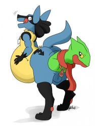 2boys anal_vore anthro ass balls blue_fur furry gay large_belly lucario male male_only nelsonnoir pokemon pokemon_(species) pokemon_dppt pokemon_rse scalie sceptile tail vore yaoi