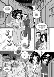 avatar_the_last_airbender brother-tico burn_scar cleavage clothing comic comic_page couple dialogue jin_(avatar) jin_tales_of_ba_sing_se large_breasts running scar straight_hair zuko