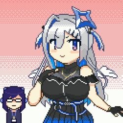 1girls a-chan_(hololive) amane_kanata animated artist_request beam big_breasts breast_reduction flat_chest flat_chested holoforce hololive hololive_japan hololive_staff huge_breasts no_sex no_sound pixel_art shrinking_breasts small_breasts tagme video virtual_youtuber