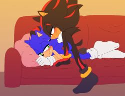 anal angelofhapiness anthro black_body black_fur blue_body blue_fur blush clothing couch_sex duo eulipotyphlan footwear fur furniture gloves green_eyes handwear hedgehog looking_at_another male male/male mammal penetration red_eyes sega sex shadow_the_hedgehog smile socks sofa sonadow sonic_(series) sonic_the_hedgehog sonic_the_hedgehog_(series) video_games yaoi