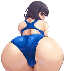 1girls ass competition_swimsuit female female_only female_solo idolmaster light-skinned_female light_skin looking_back mayuzumi_fuyuko namidame only_female solo