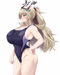 1girls barghest_(gawain)_(fate) fate/grand_order fate_(series) female female_only light-skinned_female light_skin long_hair namidame nipples_visible_through_clothing simple_background solid_color_background solo solo_female solo_focus swimsuit white_background