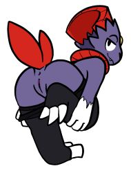 alpha_channel anthro anthrofied anus ass clothing female fur furry furry_only genitals hi_res leggings legwear lingerie looking_back nintendo panties pokémon_(species) pokemon presenting presenting_anus presenting_hindquarters presenting_pussy pussy seductive solo stockings tail thigh_highs trout_(artist) underwear undressing video_games weavile