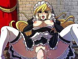 blonde_hair exposed_breasts kinkymation maid penis roundscape_adorevia spread_legs thighhighs vaginal_penetration