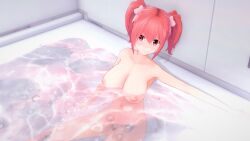 1girls bath bathroom female female_only moe_ninja_girls myu_momochi nipples nude_female pussy water