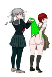 ass danganronpa danganronpa_2:_goodbye_despair exposed_ass koizumi_mahiru panties pekoyama_peko straight_hair underwear wedgie