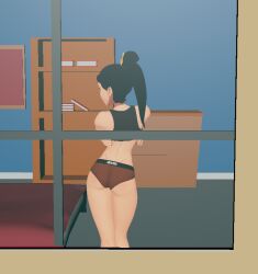 avatar_the_last_airbender azula back_view clothing female ponytail standing stripping through_window undressing window