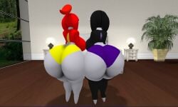 . 2girls 3d anthro big_ass breasts bubble_butt charlotte_(zer0264) cinder_(zer0264) female gardevoir huge_ass pokémon_(species) pokemon pokemon_(species) tagme zer0264