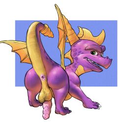 activision ass balls big_balls big_butt big_penis dragon emit feral genitals imminent_anal imminent_sex male penis presenting presenting_hindquarters presenting_penis smile solo spyro spyro_the_dragon video_games