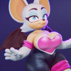 3d 3d_(artwork) 3d_model alternate_version_available bat bat_eats big_breasts black_background black_pupils blue_eyes breast_bulge breasts breasts_bulge bulge chunkerbuns ears female gloves heart looking_at_viewer mobian mobian_(species) mobian_bat no_bra no_watermark rouge_the_bat sega smiling smiling_at_viewer sonic_(series) sonic_adventure_2 sonic_the_hedgehog_(series) white_fur white_gloves wings