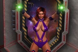 2girls 3d dc dc_comics female female_only furbs3d green_eyes koriand'r large_breasts red_hair revealing_clothes solo starfire tamaranean teen_titans voluptuous