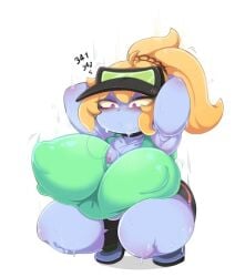 chubby huge_breasts league_of_legends nipples_visible_through_clothing poppy shinolara shortstack sports_uniform squatting yordle