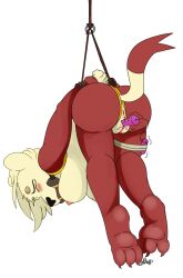 anthro anthrofied anus ass blush bondage closed_eyes furry large_breasts mienfoo nelsonnoir pokemon pokemon_bw pussy sex_toy tail