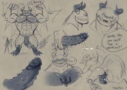 ass balls bara dick dragaux erection fangs from_behind horns humanoid licking_ass long_tail looking_at_another looking_back looking_down male male_only muscular muscular_male nintendo nude pecs presenting_ass rimming ring_fit_adventure size_difference tail tomis-jb wings