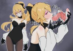 1girls blonde_hair blush corruption female gaoka genshin_impact jean_gunnhildr legs_together long_hair mask open_mouth oral parasite penetration possession tentacle wide_hips