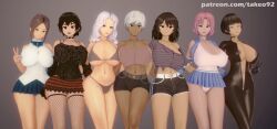 3d 3d_(artwork) 7girls arabian big_ass big_breasts bikini_armor black_hair blue_eyes bob_cut bodysuit brown_eyes brown_hair cleavage clothed clothing compilation cover_page curvaceous curvy dark-skinned_female dark_hair dark_skin erect_nipples female female_focus female_only fishnets goth green_eyes huge_ass huge_breasts koikatsu large_ass large_breasts leila_(takeo92) light-skinned_female light_skin looking_at_viewer middle_eastern miniskirt naomi_(takeo92) nipples_visible_through_clothing original original_character patreon peace_sign pink_hair pinup punk purple_eyes rachel_(takeo92) revealing_clothes runa_(takeo92) short_hair short_skirt shorts shoulder_length_hair simple_background skimpy skimpy_clothes skirt standing take_your_pick takeo92 tamara_wolfsbane_(takeo92) tank_top text thick thick_thighs tied_shirt tight_clothing tight_fit upskirt valeria_(takeo92) white_hair wide_hips yara_(takeo92)