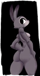 anthro ass black_background breasts colored disney female hi_res judy_hopps lagomorph leporid mammal nude panthera_cantus pose rabbit simple_background sketch small_breasts solo zootopia