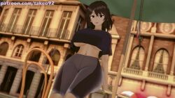 1girls 3d 3d_(artwork) arabian big_ass big_breasts black_hair brown_eyes city city_background clothed clothing curvaceous curvy dark-skinned_female dark_hair dark_skin female female_focus female_only france huge_ass huge_breasts koikatsu large_ass large_breasts leggings leila_(takeo92) looking_at_viewer loose loose_clothes middle_eastern no_bra original original_character paris patreon pinup revealing_clothes skimpy skimpy_clothes solo spandex standing sunset takeo92 text thick thick_thighs tight_clothing tight_fit underboob wide_hips