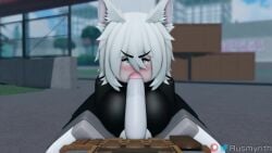 1boy 1girl1boy 1girls 3d angry animated anti_(phantom_forces) big_breasts blowjob blushing cat_ears catgirl fellatio loop no_sound phantom_forces roblox robloxian rusmynth tagme video white_hair