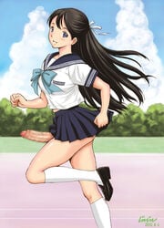 1futa 2010 censored erection futanari intersex jinjin penis running school_uniform skirt solo_futa tagme