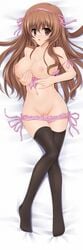 black_socks breasts brown_eyes brown_hair dakemakura-koubou legwear long_hair nipples nogizaka_haruka nogizaka_haruka_no_himitsu pussy socks source_request stockings tagme thigh_socks thighhighs uncensored