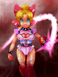 breasts cameltoe cleavage collar corruption huge_eyes mega_man mega_man(classic) nipples roll ryuney tear weapon