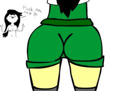 1girls ass ass_focus beth_tezuka bravest_warriors cropped_torso english_text female idhatr profanity short_shorts simple_background tagme topless_female transparent_background