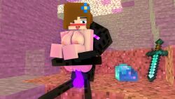 1boy 1boy1girl 1girls 3d adult big_penis bisexual_(female) black_body blue_eyes breasts brown_hair commission enderman female from_behind holding_legs horny_female human humanoid looking_at_partner looking_back maddie_burr male male/female mine-imator minecraft monster monster_boy nude_female olivialewdz open_mouth outside purple_eyes rape riding sword tagme vaginal_penetration