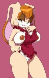 1girls 2d anthro apron areola areolae ass big_areola big_boobs big_breasts big_ears black_eyelashes breasts brown_eyes brown_hair brown_pupils bulge bulge_through_clothing bunny_ears butt cameltoe clothed clothing ears ears_down eyelashes female female_focus female_only female_solo fur furry furry_only highres large_breasts lipstick looking_at_viewer naked naked_apron naked_female nipple_slip nipples no_bra no_legwear nude nude_female only_female pussy pussy_bulge rabbit rabbit_ears scitty_titty scittykitty sega short_hair smirk smirking smirking_at_viewer smug smug_face smug_grin solo solo_female sonic_(series) sonic_the_hedgehog_(series) tail thick_thighs thighs two_tone_fur vanilla_the_rabbit woman