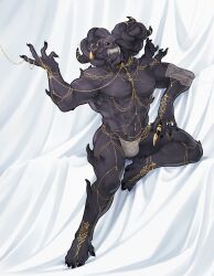 1boy bara bulge deathbed_smalls deity demigod elden_ring feet fromsoftware frostious himbo horns inviting_to_sex male mohg_lord_of_blood monster theslowesthnery underwear