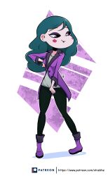 1girls 2018 alternate_version_available blazer boots disney disney_channel disney_xd eclipsa_butterfly female full_body fully_clothed jacket long_hair looking_at_another ohiekhe pants patreon pinup pose shirt signature solo solo_female solo_focus standing star_vs_the_forces_of_evil unbuttoned watermark