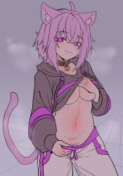 catgirl hololive moral_cacoethes nekomata_okayu no_underwear showing_breasts showing_off showing_pussy tagme virtual_youtuber