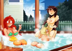 4girls abigail_lindstrom ass bikini black_hair blonde_hair blue_eyes blush braid cunnilingus female female_only forced_oral gardnerverse glasses hair_grab hair_pull heart hot_tub kim_nguyen large_breasts marty_gardner multiple_girls nipples oral oral_sex partially_clothed red_hair samasan terry_girard tongue tongue_out yuri