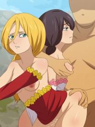 1boy 2girls ass_grab breast_grab cum_in_pussy faceless_male fat_man female from_behind jenna_(nanatsu_no_taizai) male nanatsu_no_taizai older_male rape sanmon tagme younger_female zaneri_(nanatsu_no_taizai)